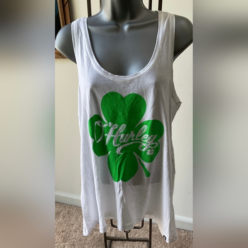 Hurley Clover Graphic White Tank Top
